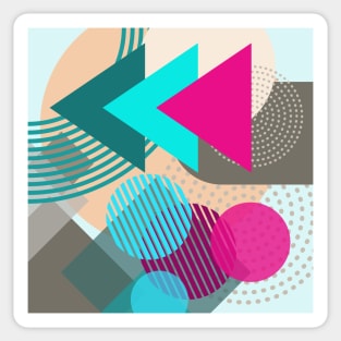 Modern Geometric Pattern Vibrant Aqua Hot Pink Retro Style Sticker